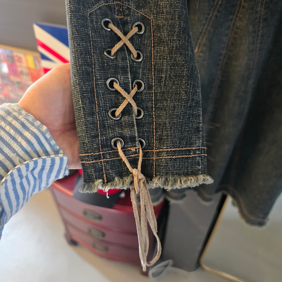 아메리칸빈티지 웨스턴 데님 원피스 롱 청자켓  상품이미지6