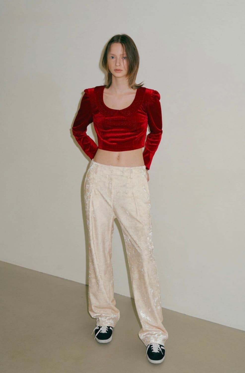 오버듀플레어 벨벳 바지 1사이즈 상품이미지1