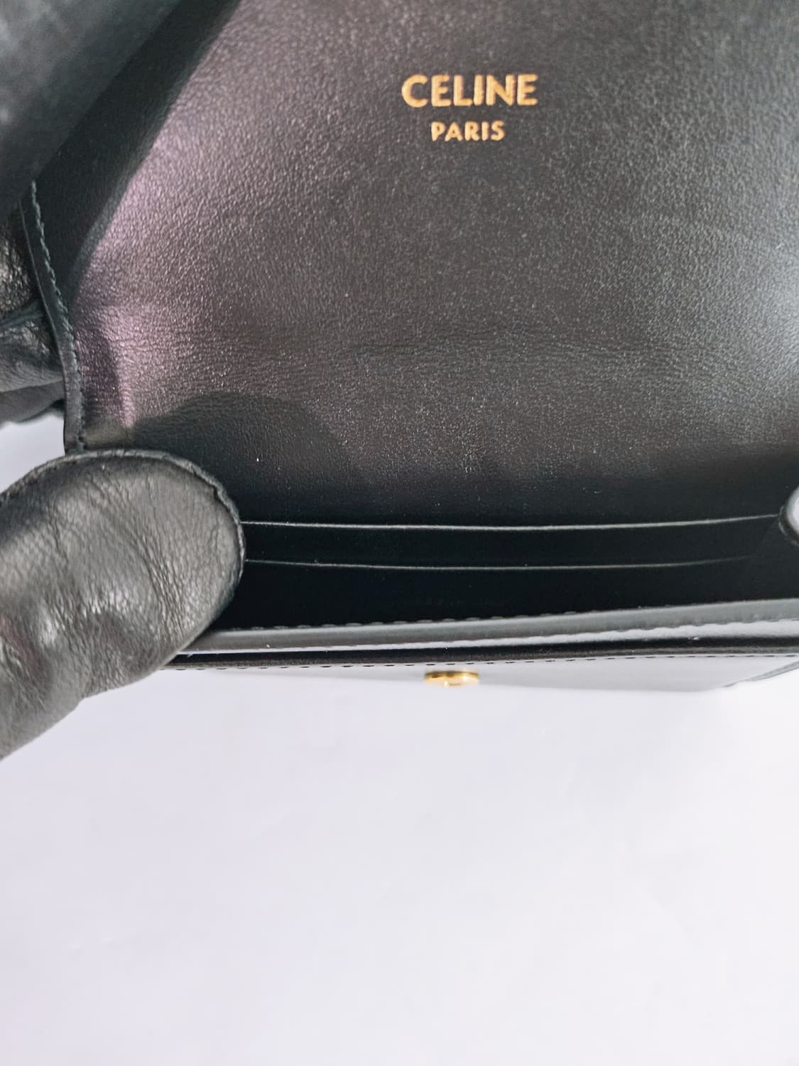 셀린느 트리옹프 블랙 카프스킨 카드홀더/카드지갑 상품이미지8