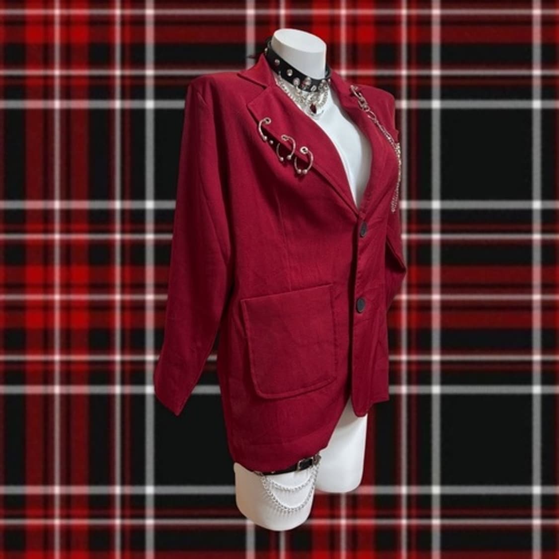 vintage pierce chain punk wine jacket 상품이미지6