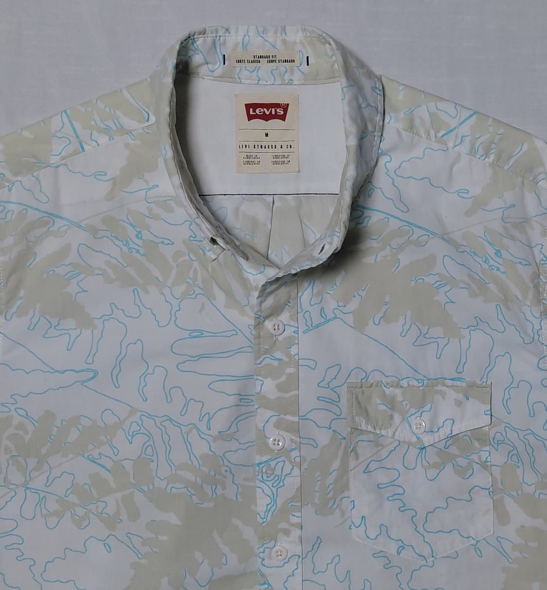 [M] 리바이스 스탠다드핏 리프 패턴 반팔 셔츠 (상태 최상) 상품이미지2