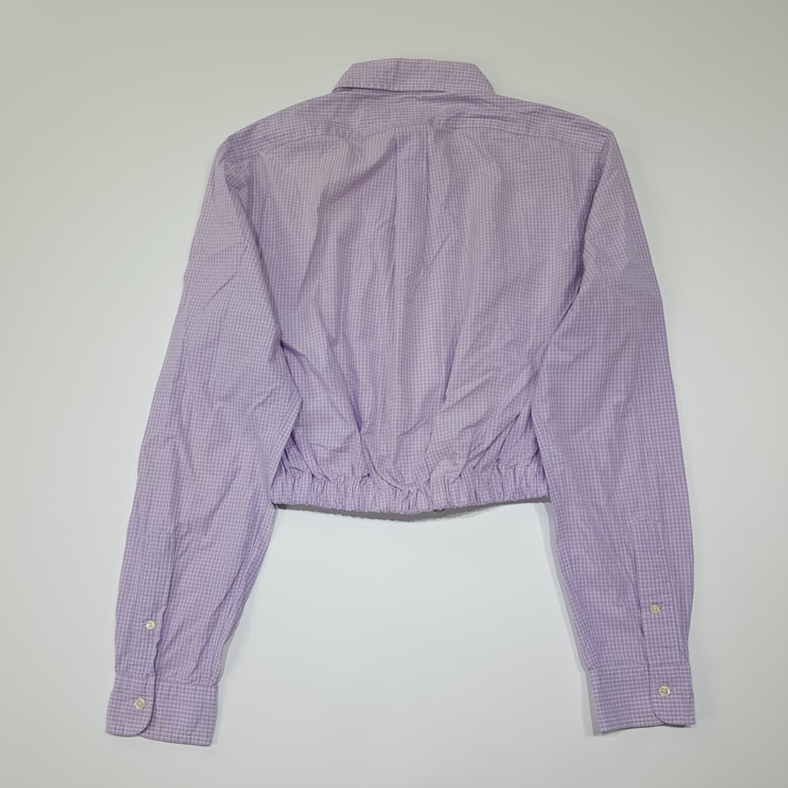 CL911 FREE 폴로 90s 퍼플 마이크로체크 리메이크 크롭 셔츠 상품이미지5