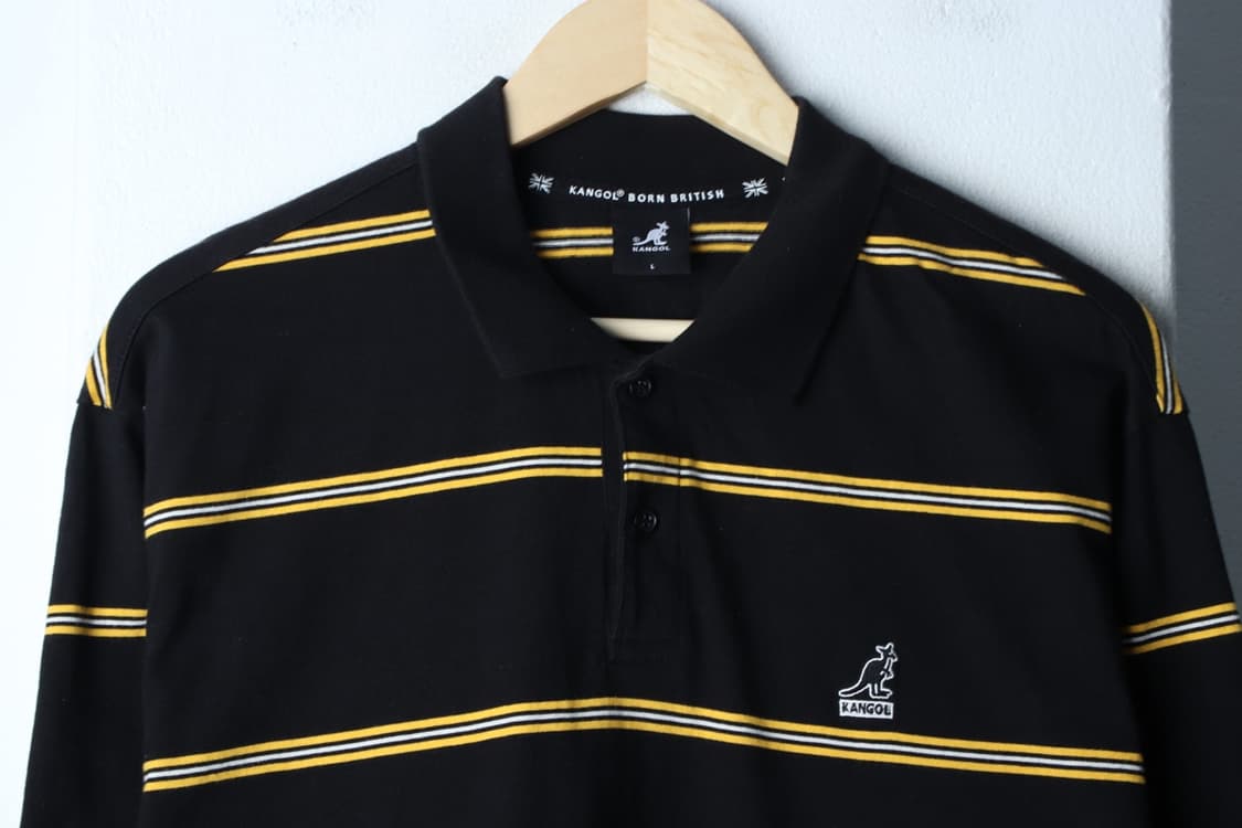 (L-XL) 캉골 반팔 카라 티셔츠 스트라이프 블랙 올드스쿨-H33001 상품이미지3