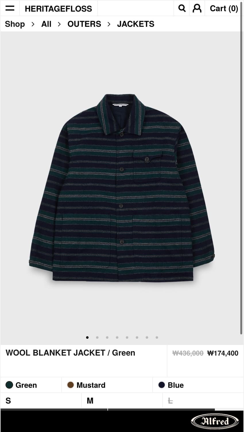 헤리티지플로스 울 블랭킷 자켓 그린 M 상품이미지1