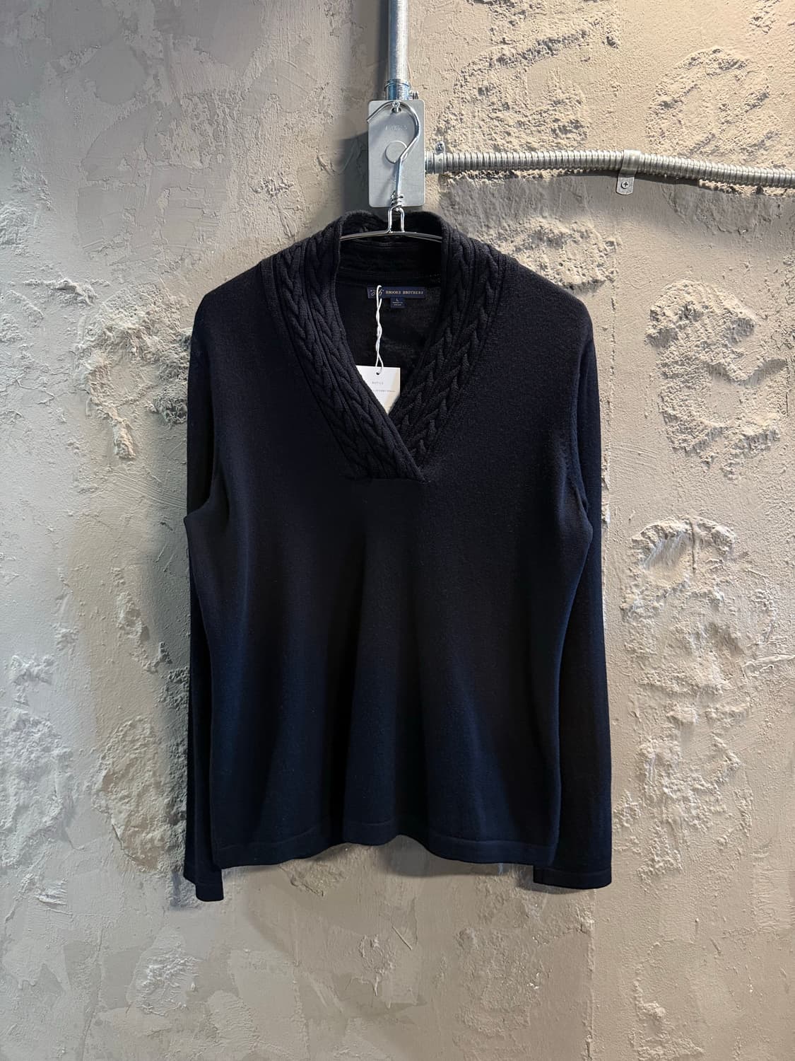 브룩스브라더스 346 숄카라 울 니트 네이비 L 상품이미지1