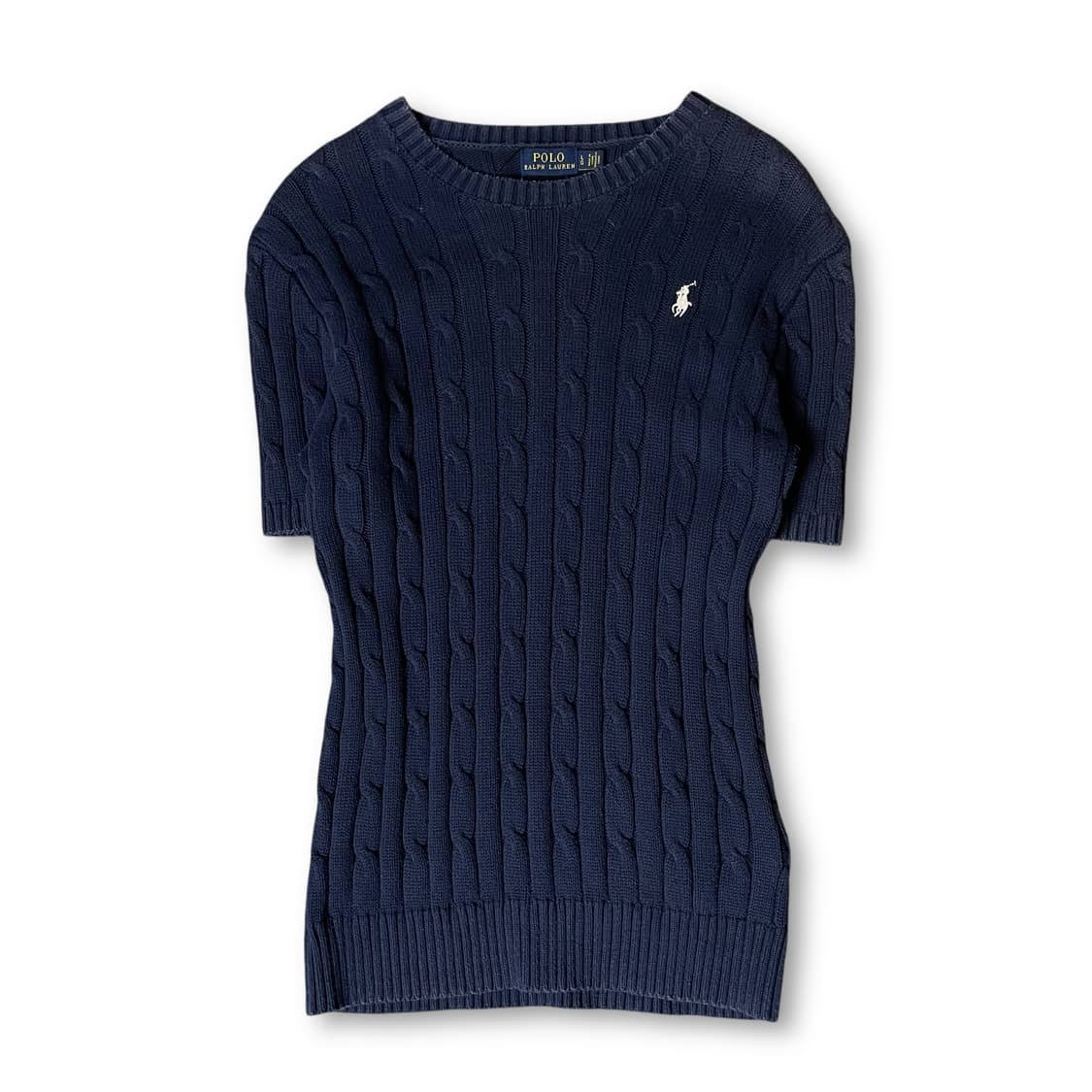 폴로랄프로렌 화이트포니 네이비 케이블 반팔 니트 L 상품이미지1