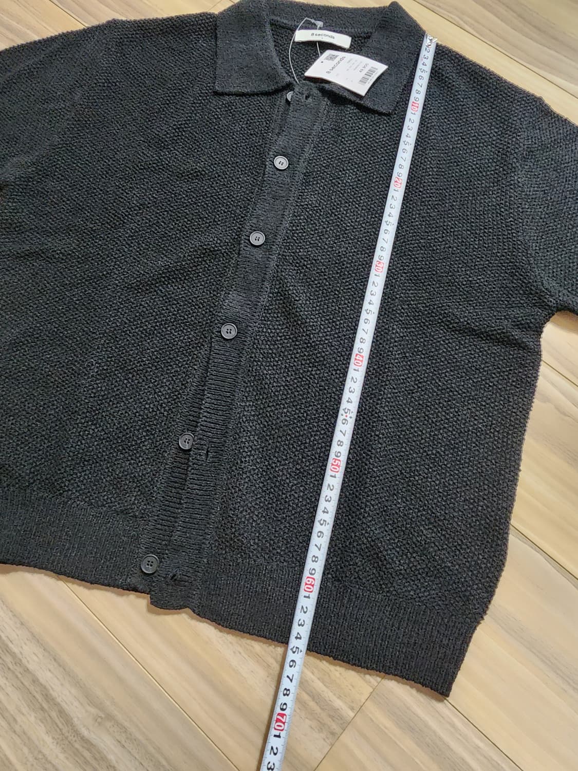 에잇세컨즈반팔카라가디건L블랙 상품이미지7