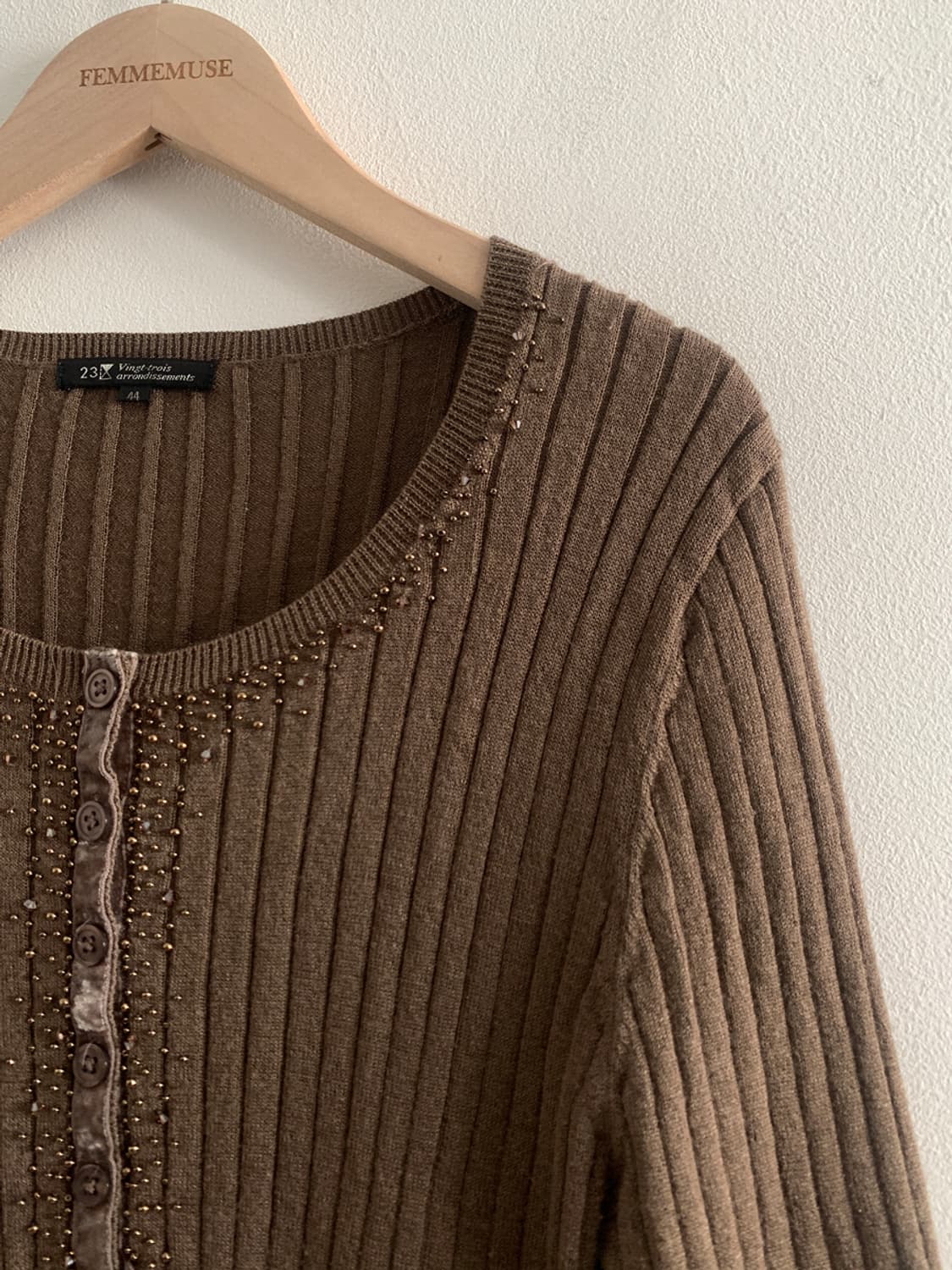 (Vintage)Beads Button Top(Brown) 상품이미지3