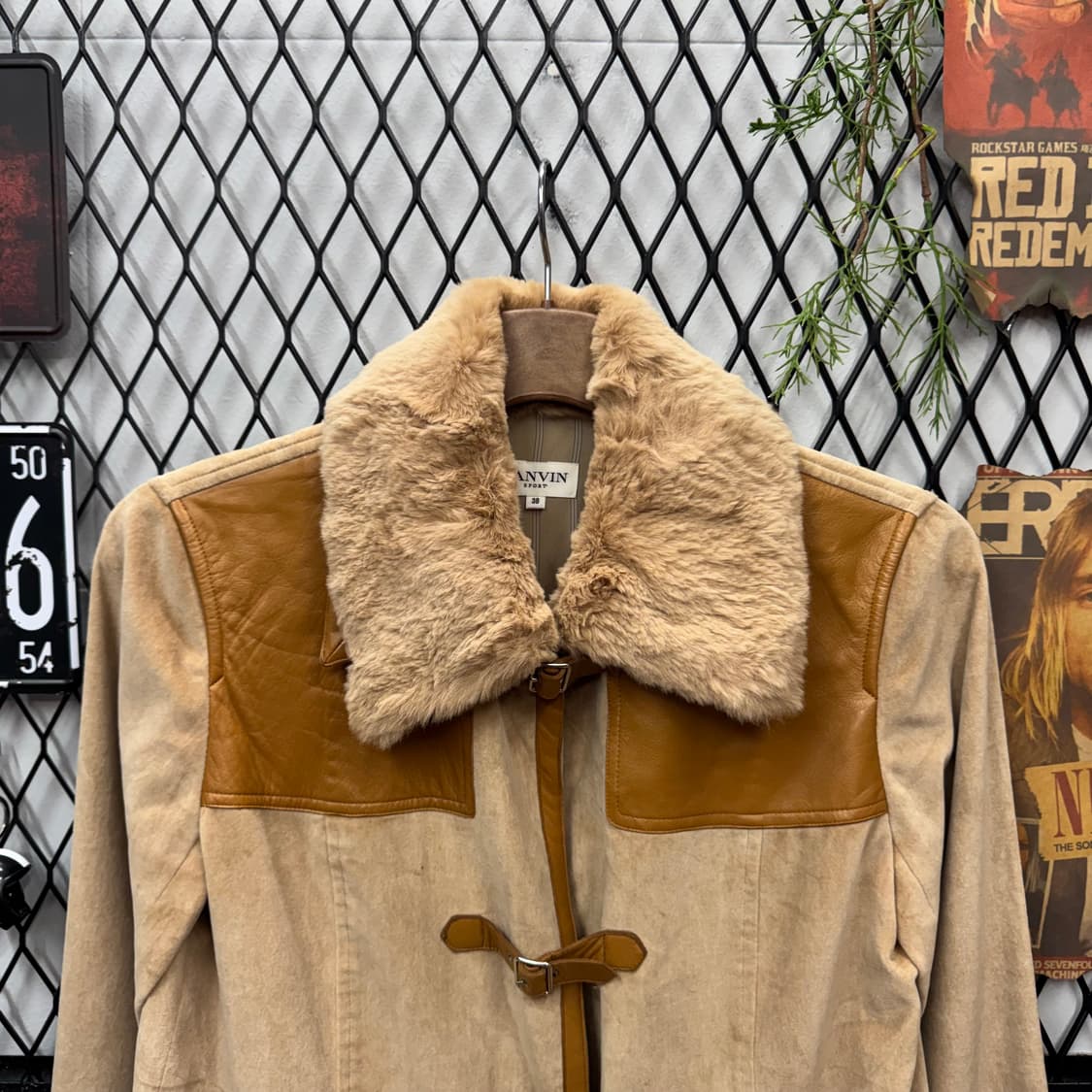 00s 랑방 스포츠 퍼카라 스웨이드 레더 자켓 전면 버클 포인트 브라운 상품이미지3