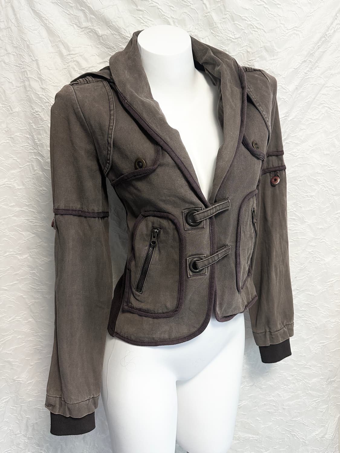 빈티지 핀터깔 y2k 골지 코튼 후드 자켓 상품이미지1