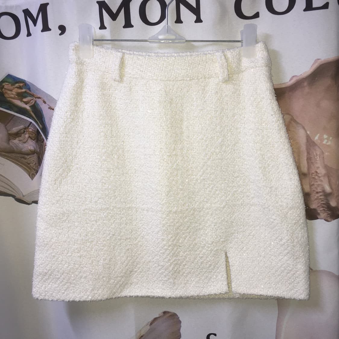 클라따 트위드 스커트 화이트 상품이미지2