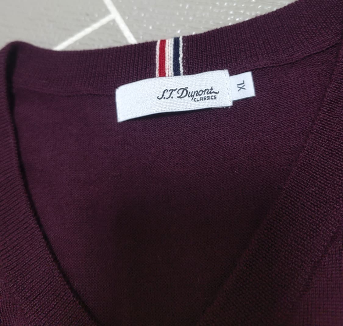 1회착) ST.Dupont 듀퐁 모100%  브이넥 니트 XL 상품이미지5