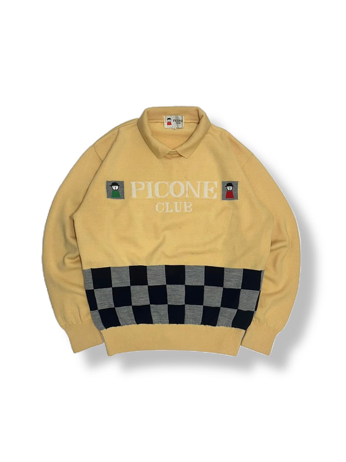 PICONE CLUB 체커보드 배색 니트 일본빈티지 상품이미지5