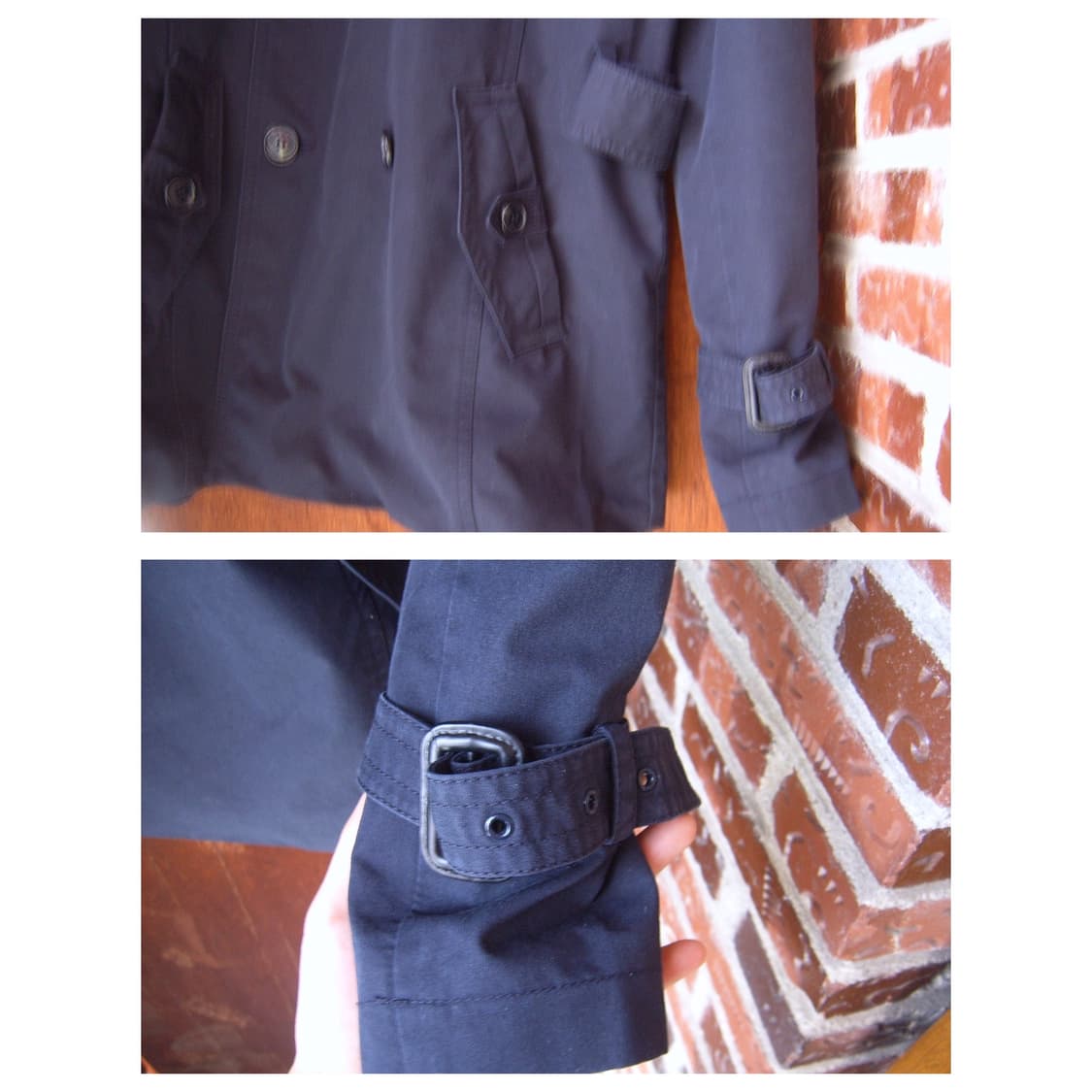 네이비 더블브레스트 하이넥 자켓 상품이미지3