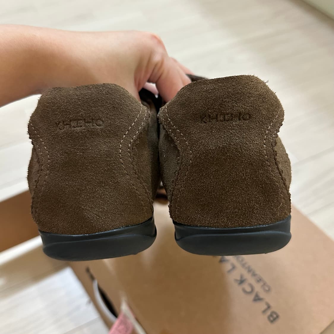 KHIHO 기호 핑킹 메리제인 스니커즈 브라운 (벨벳스트랩 추가)  사이 상품이미지6