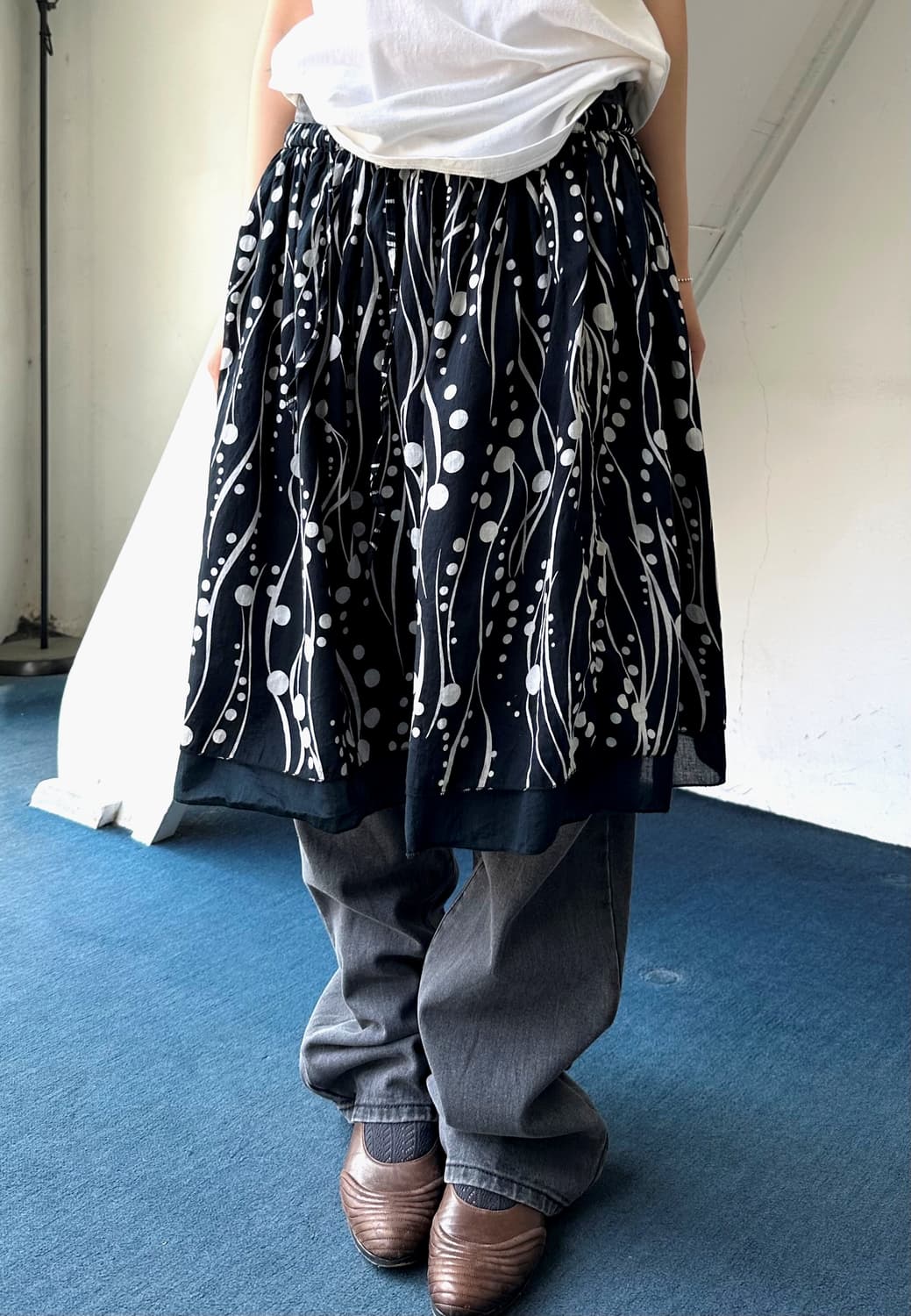 Natural cotton design layered mid skirt 상품이미지9
