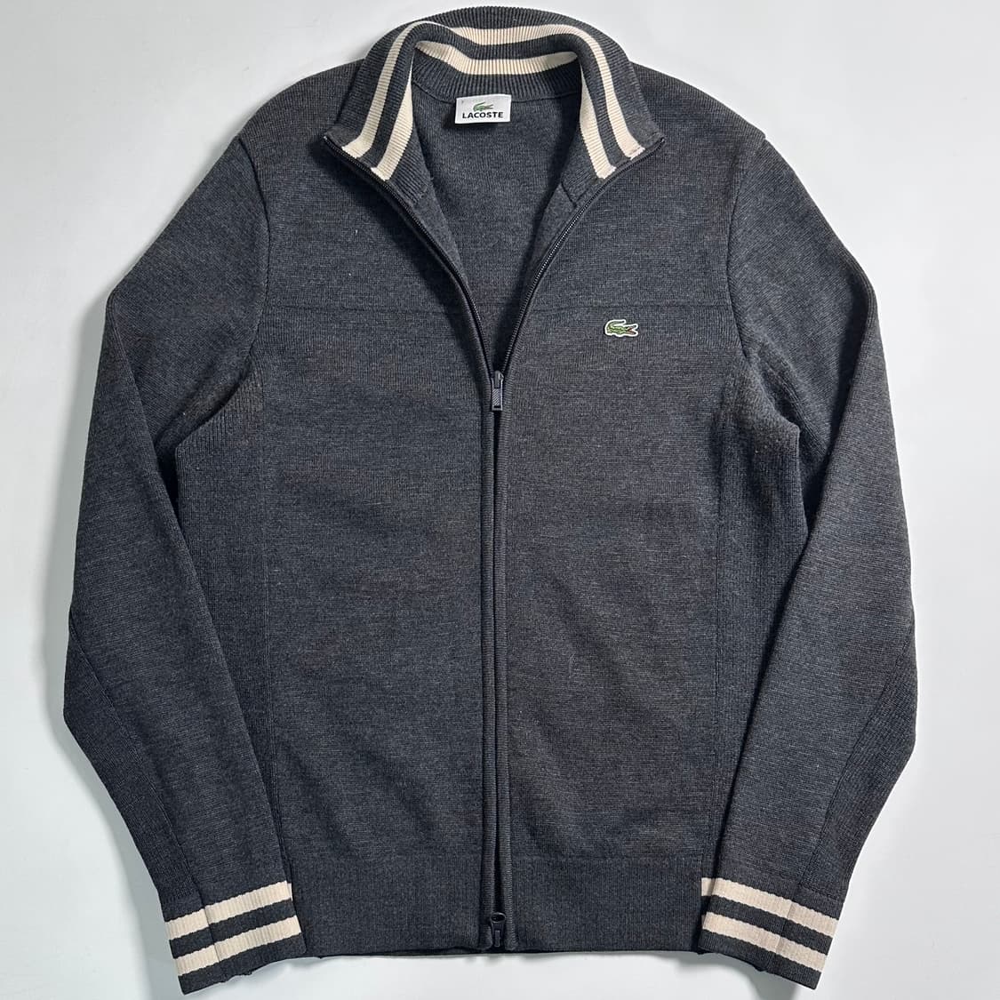 라코스테 그레이 울 니트 집업 상품이미지1