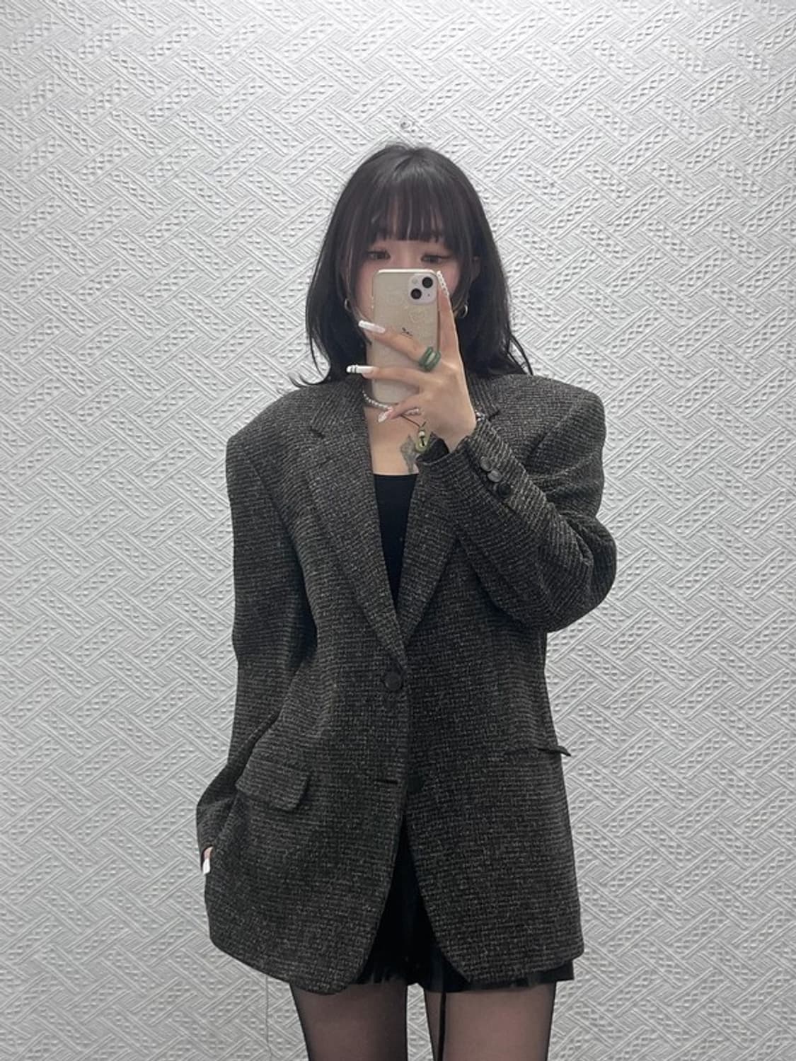 입생로랑 모던시크 헤링본 트위드 블레이저 자켓 100 C10802 상품이미지1