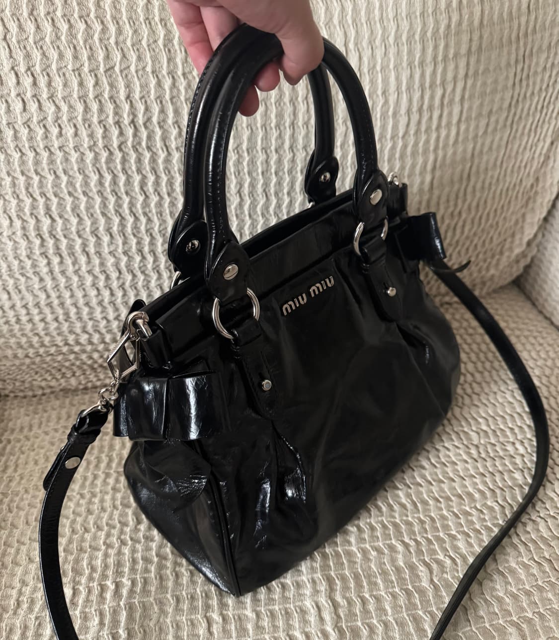 미우미우 비텔로 럭스 보우 사첼백 스몰 토트백 크로스백 상품이미지2