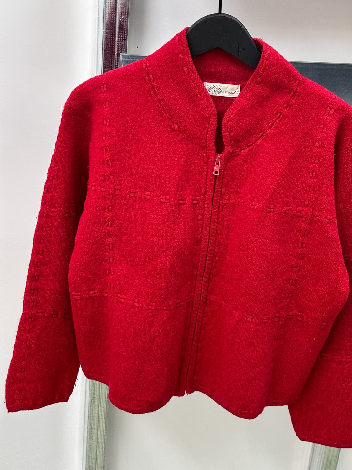 red wool stitch zip knit 상품이미지3