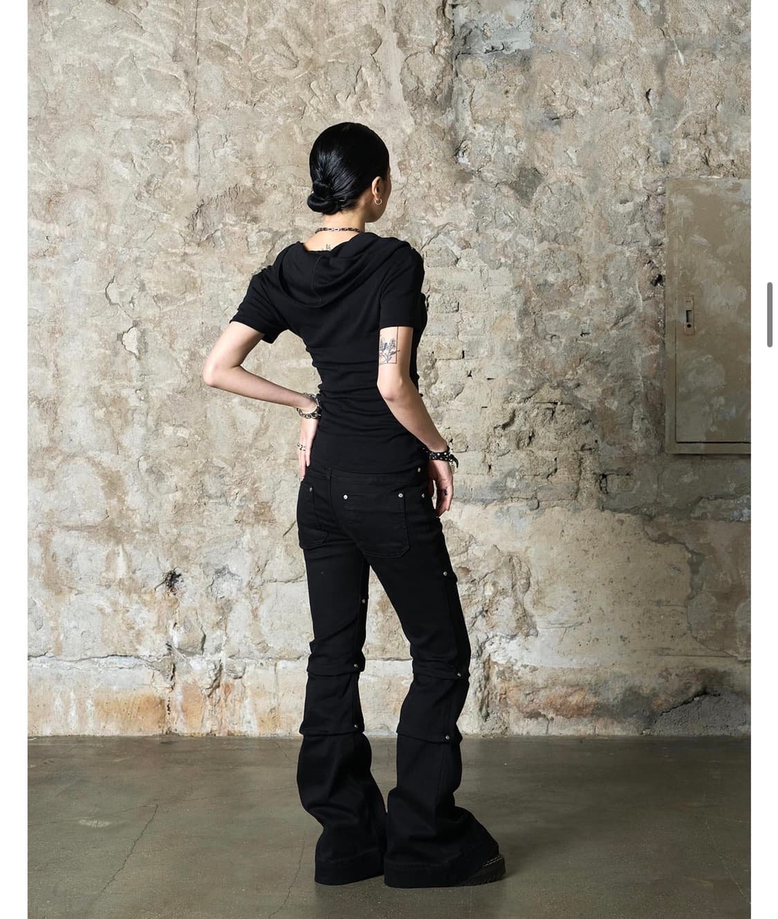 draped neck off shoulder hoodie top 상품이미지5