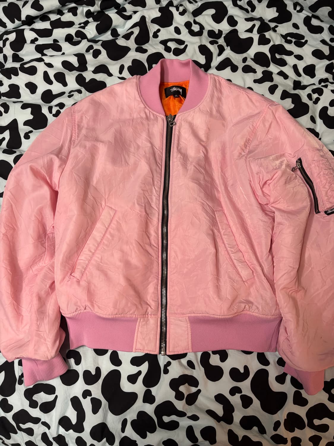 [stussy] 스투시 다이드 나일론 봄버 핑크M 상품이미지3