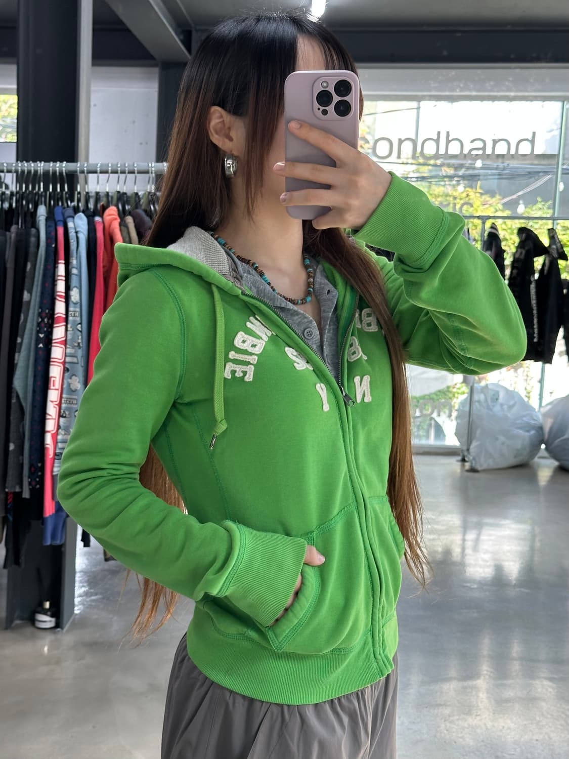 아베크롬비 후드집업 그린 상품이미지2