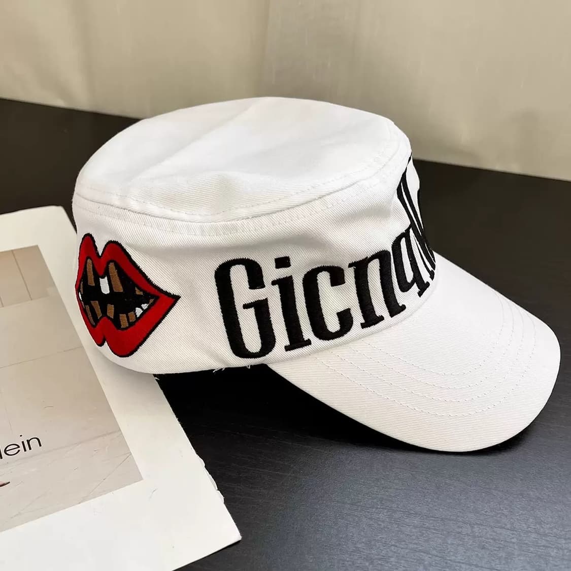 오피움 스타일 자수 캡 (블랙/화이트)  상품이미지8