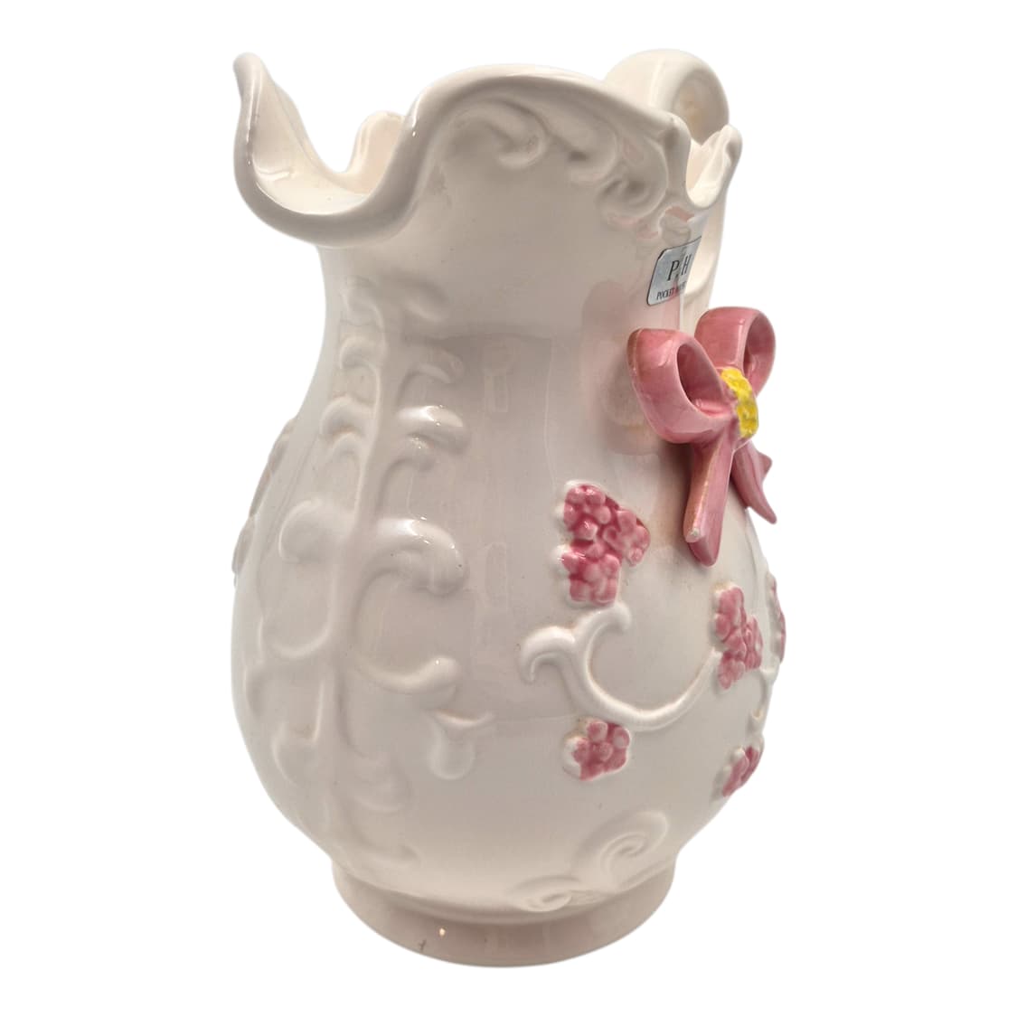 70s 포셀린 리본 꽃포지 저그 도자기 화병 상품이미지2