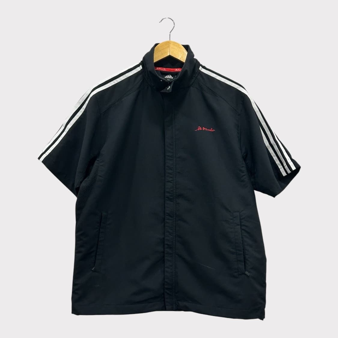 아디다스 우븐 바람막이 반팔 집업 자켓 점퍼 검흰 상품이미지1