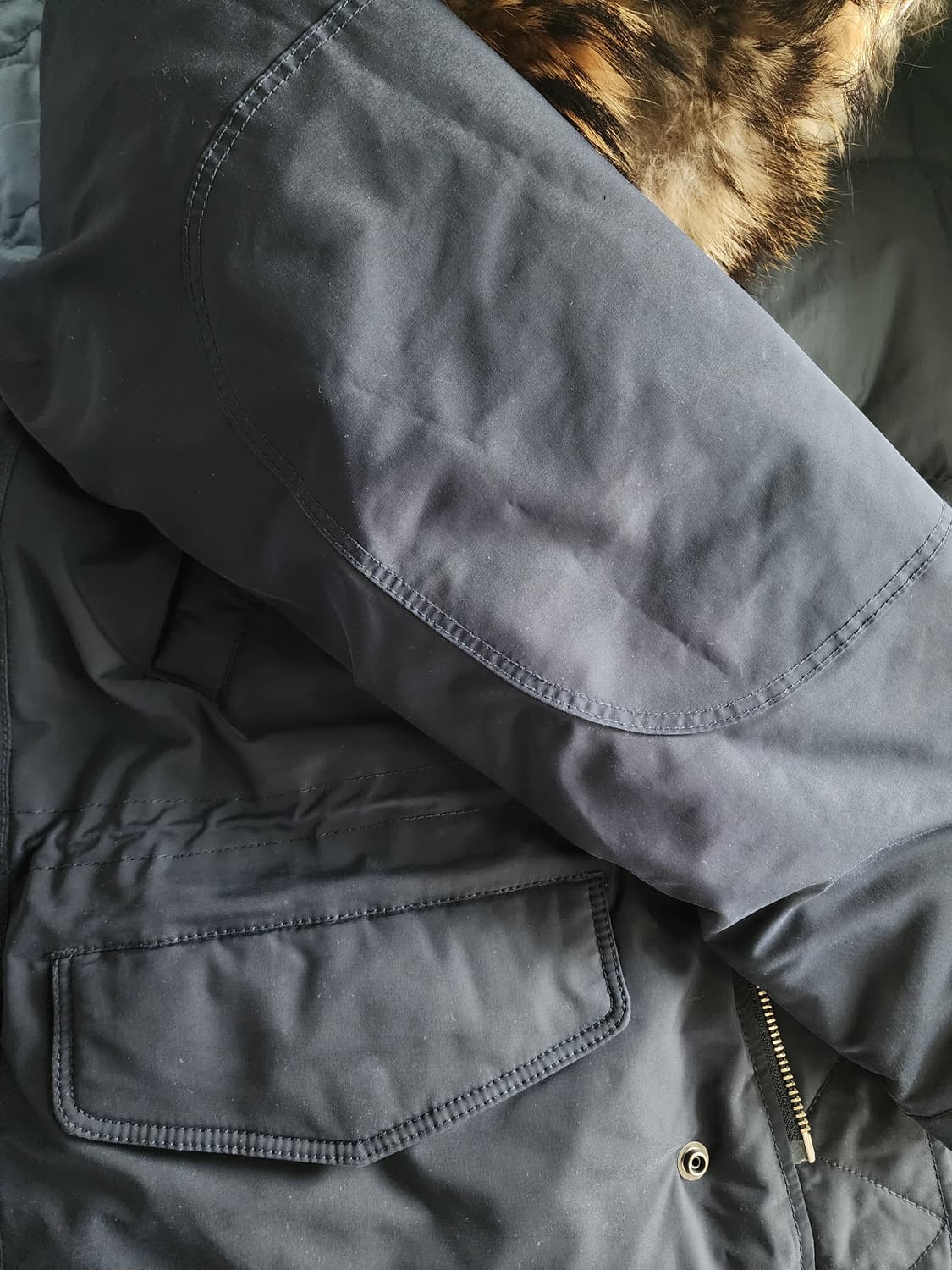 휠라 FILA 네이비 후드 퍼 패딩 점퍼 S 상품이미지4