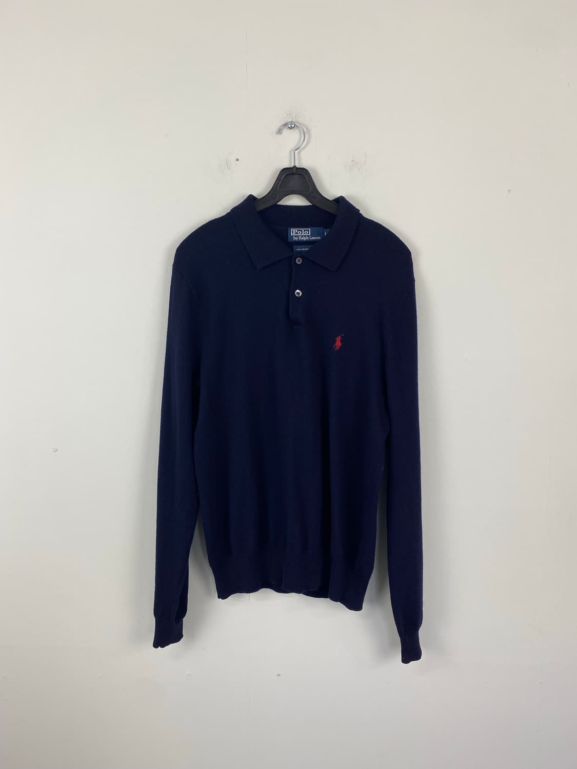 폴로 랄프로렌 메리노 울 네이비 니트 카라티 L 상품이미지1