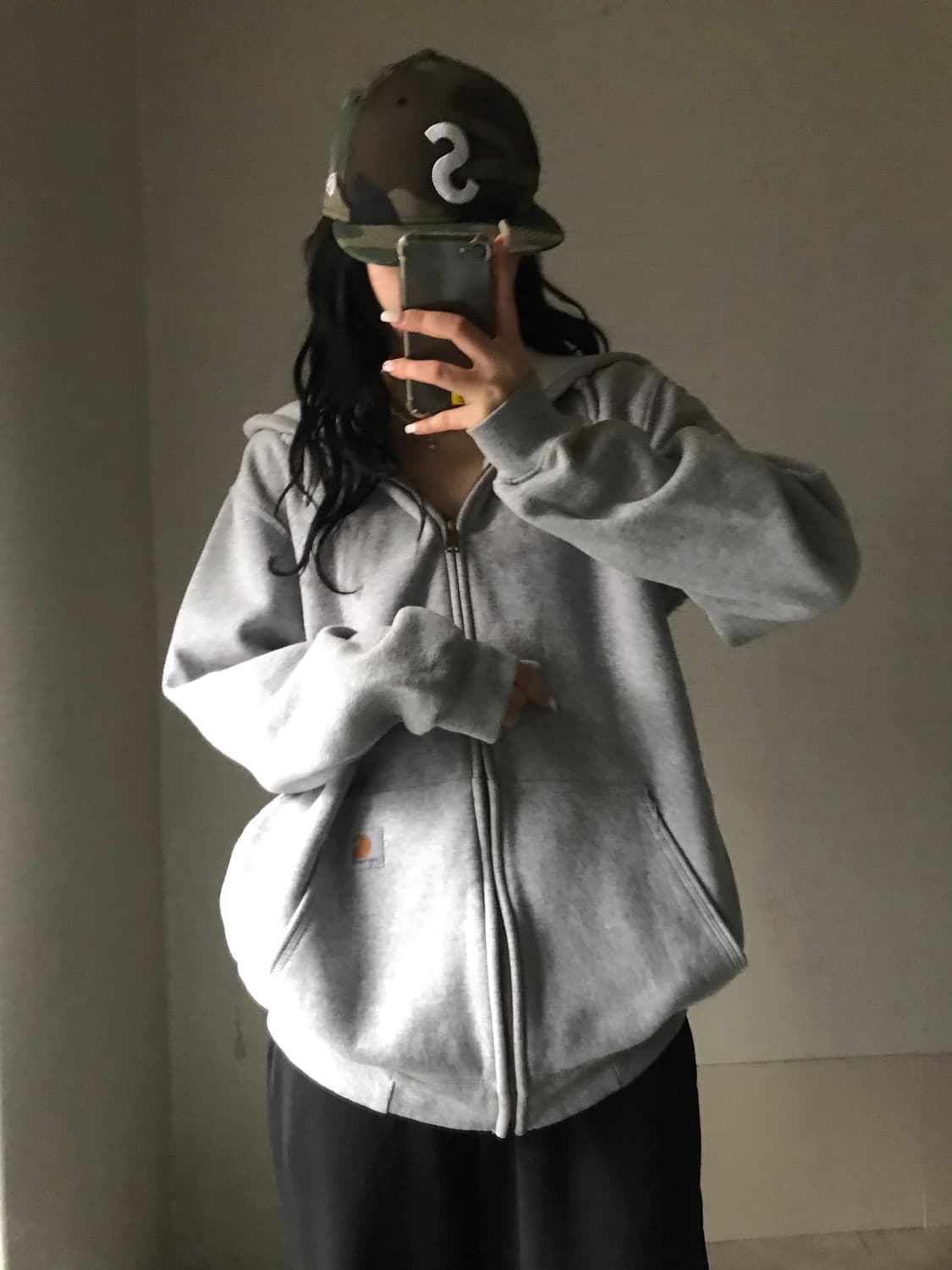 칼하트 그레이 오버핏 후드집업 상품이미지3