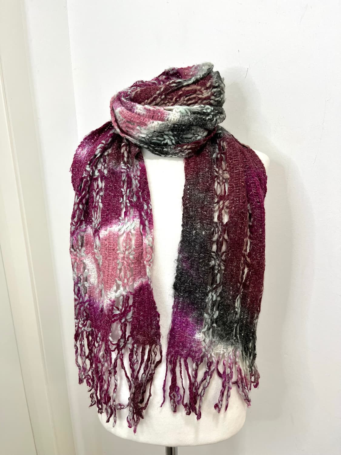 일본빈티지 모리걸 뜨개 패턴 머플러 상품이미지1