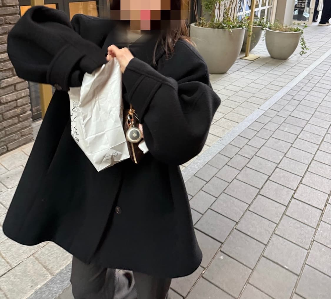 파사드패턴 캐시미어 벨티드 하프 코트_black 스몰 상품이미지5