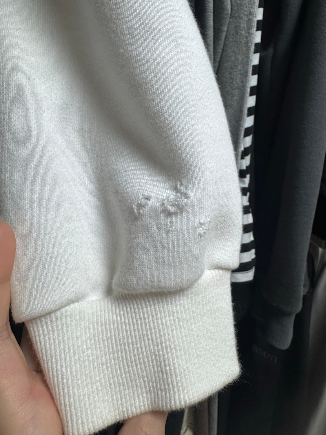 애즈온 베이직 트레이닝 후드 집업/화이트 상품이미지2