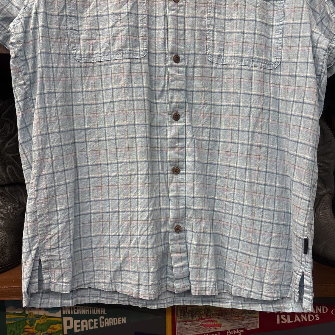 파타고니아 파스텔 윈도우 체크 워크포켓 린넨셔츠 N1062 상품이미지4