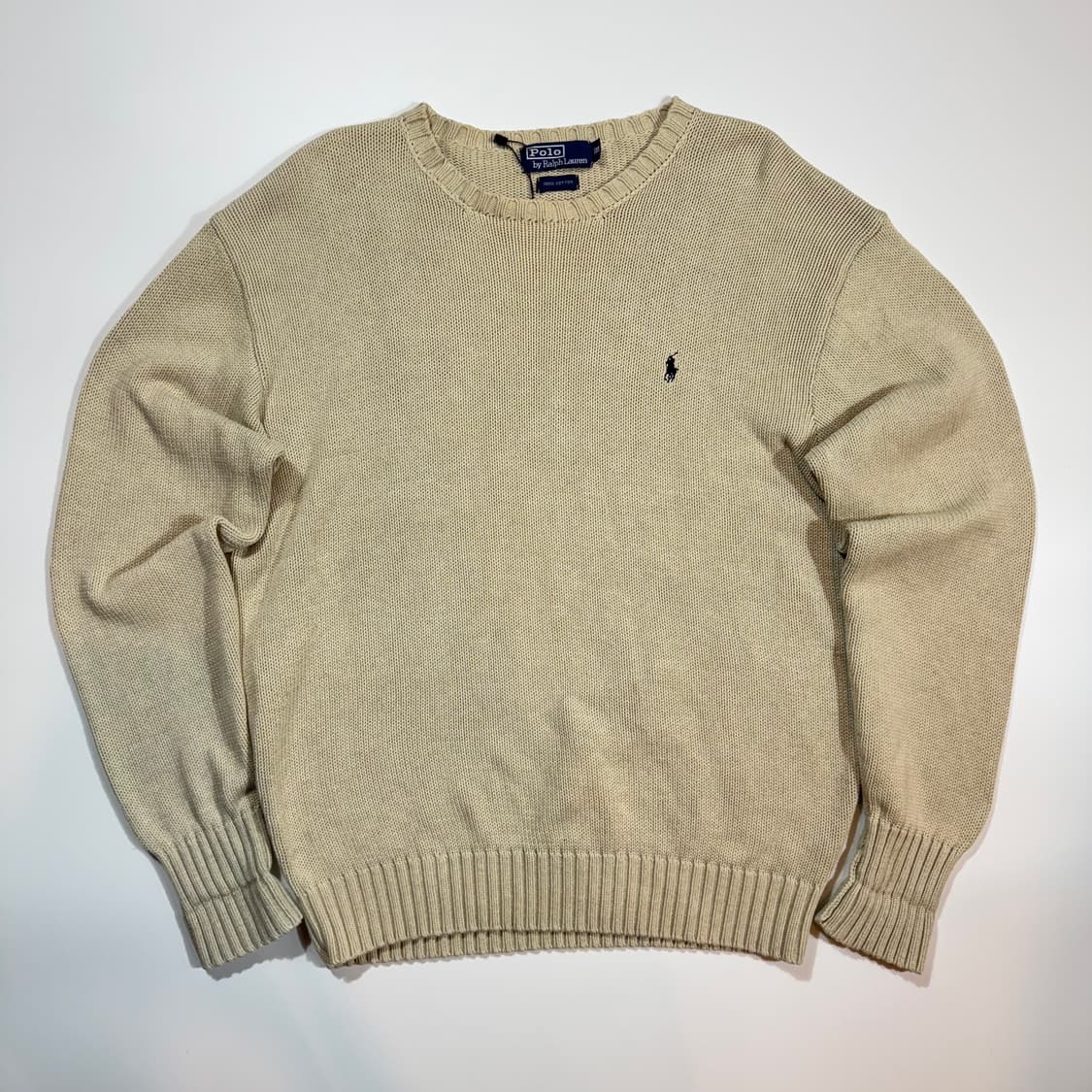 폴로 랄프로렌 베이지 코튼 크루넥 니트 상품이미지2