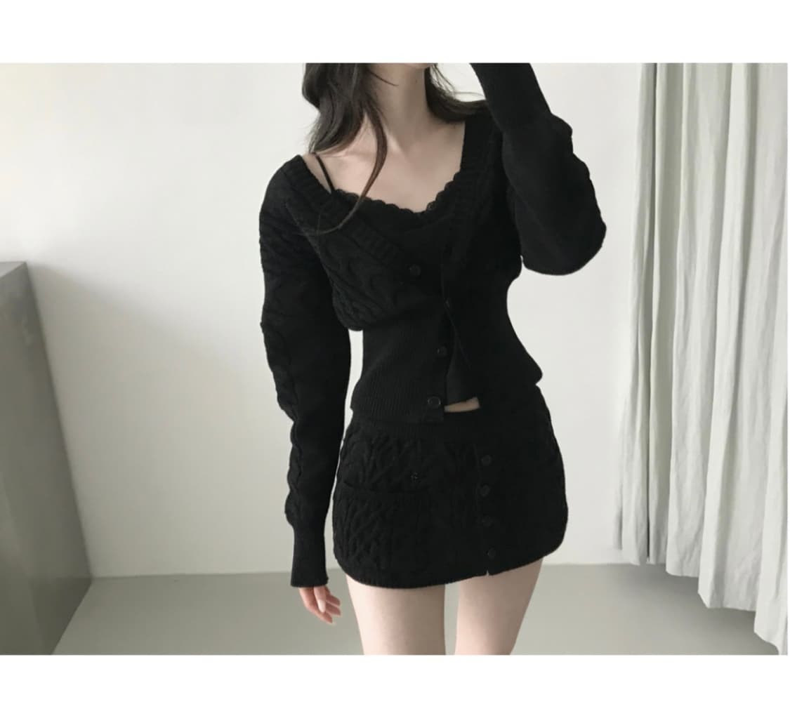 디어 니트 셋업 블랙 상품이미지2