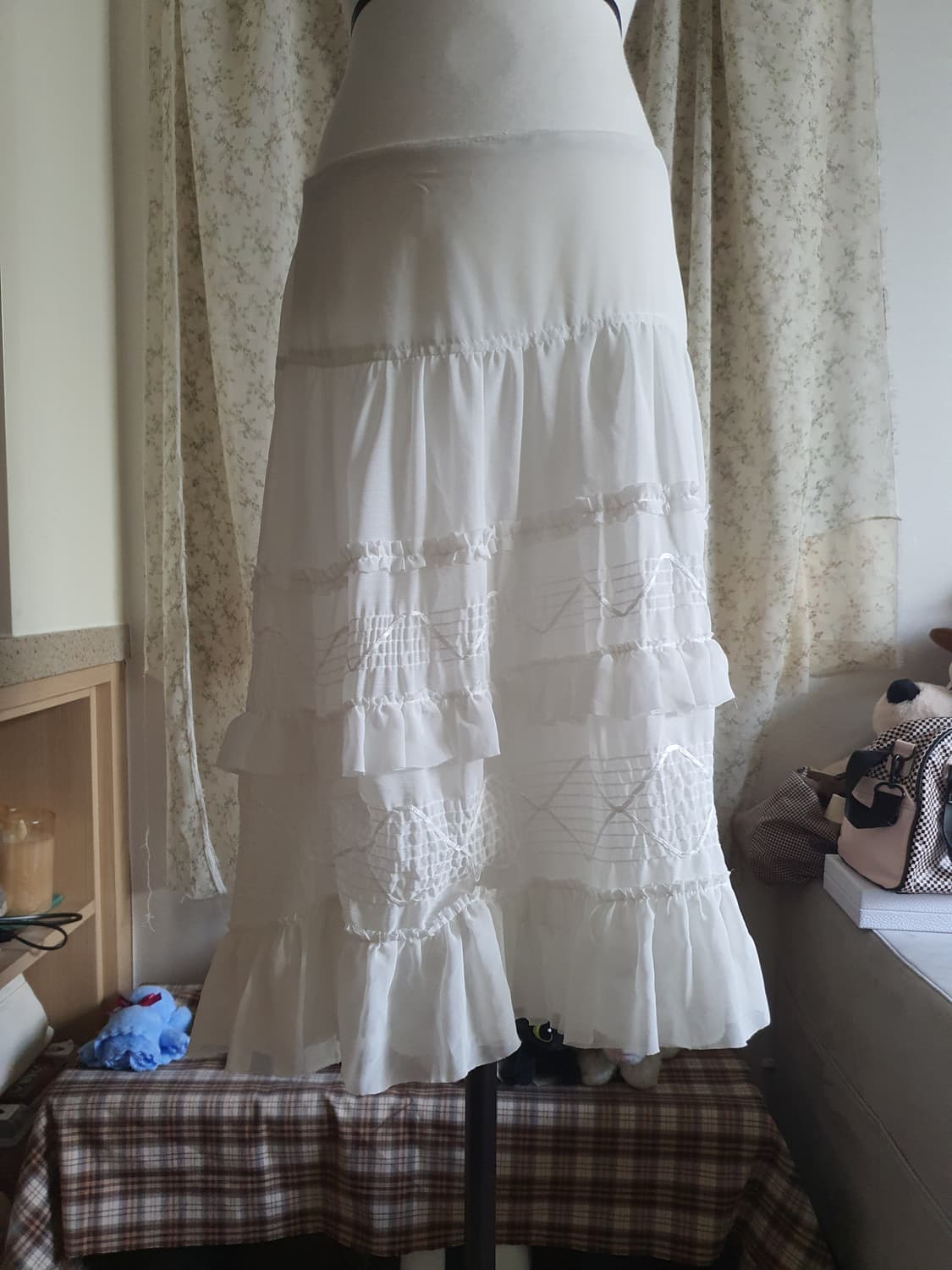 [빈티지] 지뢰계 화이트 캉캉 롱 스커트 프릴 레이스 상품이미지1