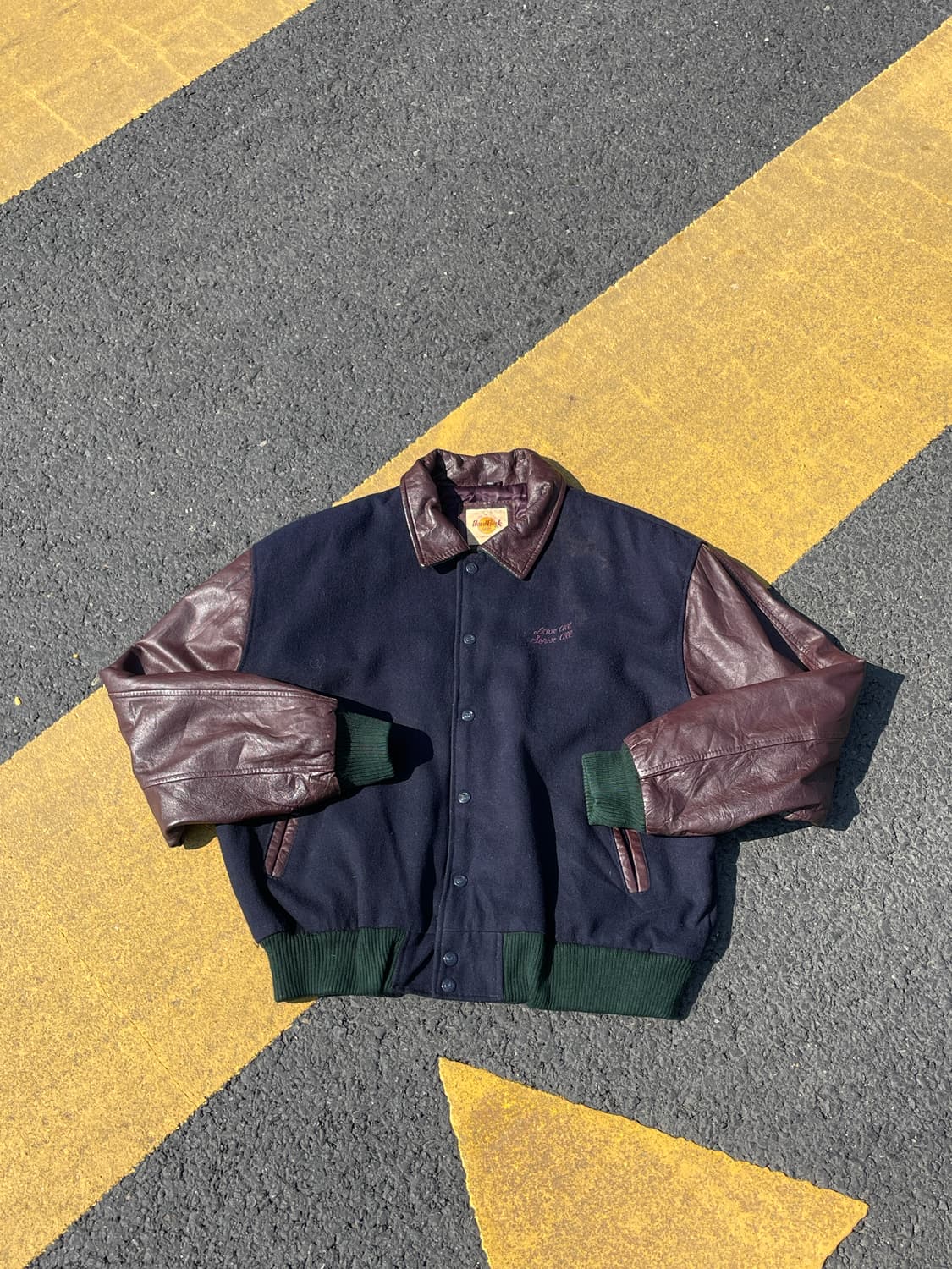 90's 하드락 카페 레더 바시티 자켓 상품이미지2