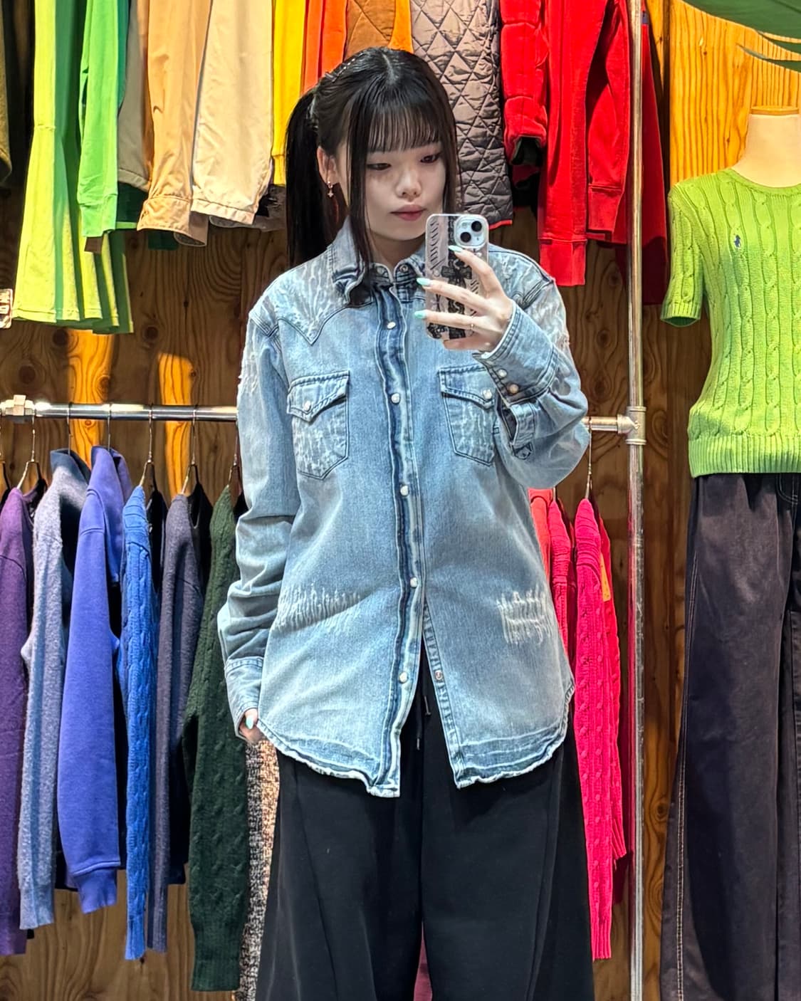 S RED Wing 레드윙 워싱 데미지 버튼 카라 데님 셔츠  상품이미지1