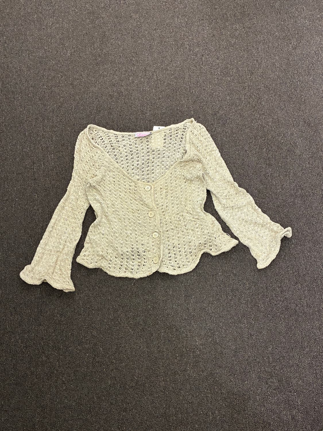 F)Japanese vintage 여성 펀칭 니트 가디건 상품이미지3