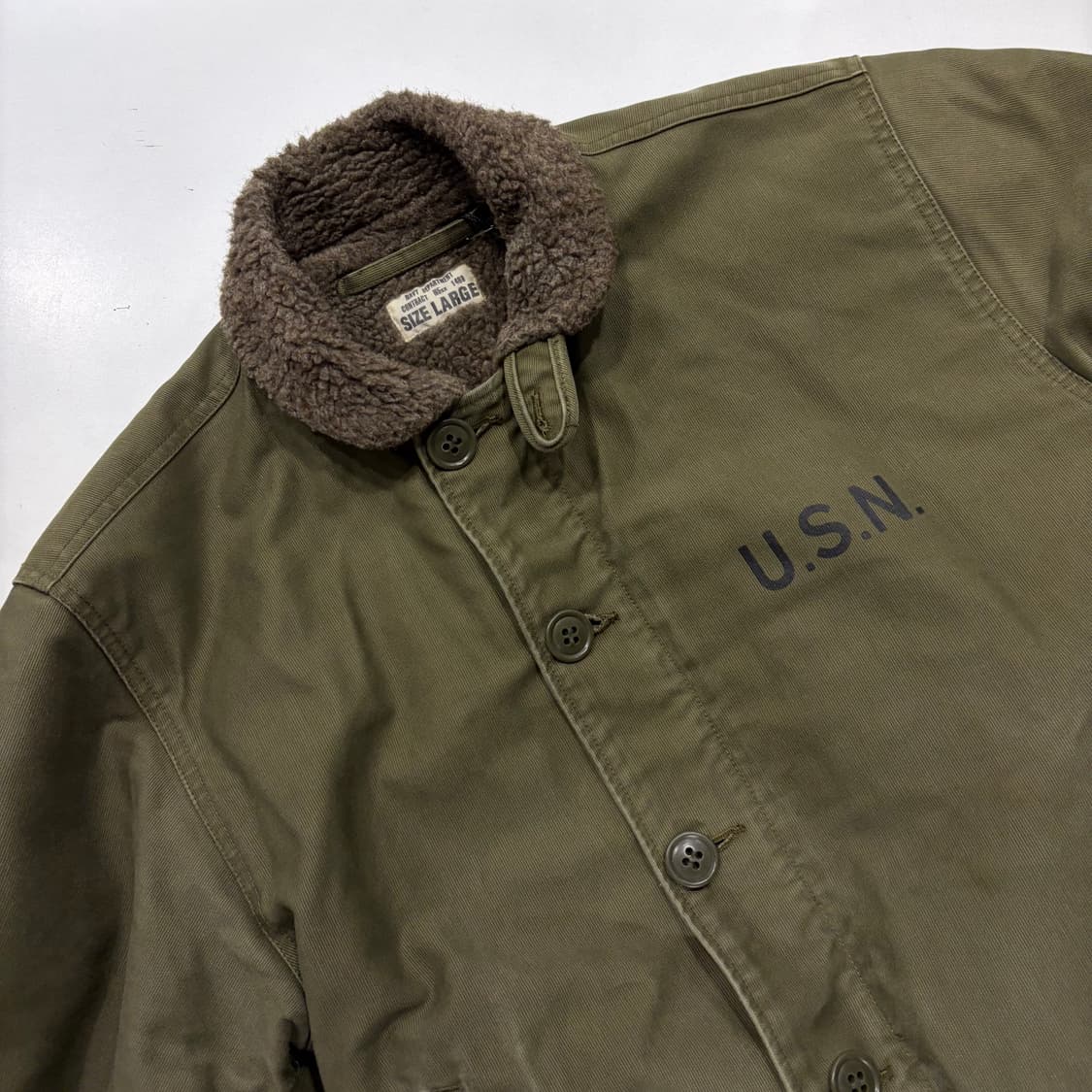 [L] U.S.N 밀리터리 카키색 퍼 카라 덱 자켓 D980 상품이미지3