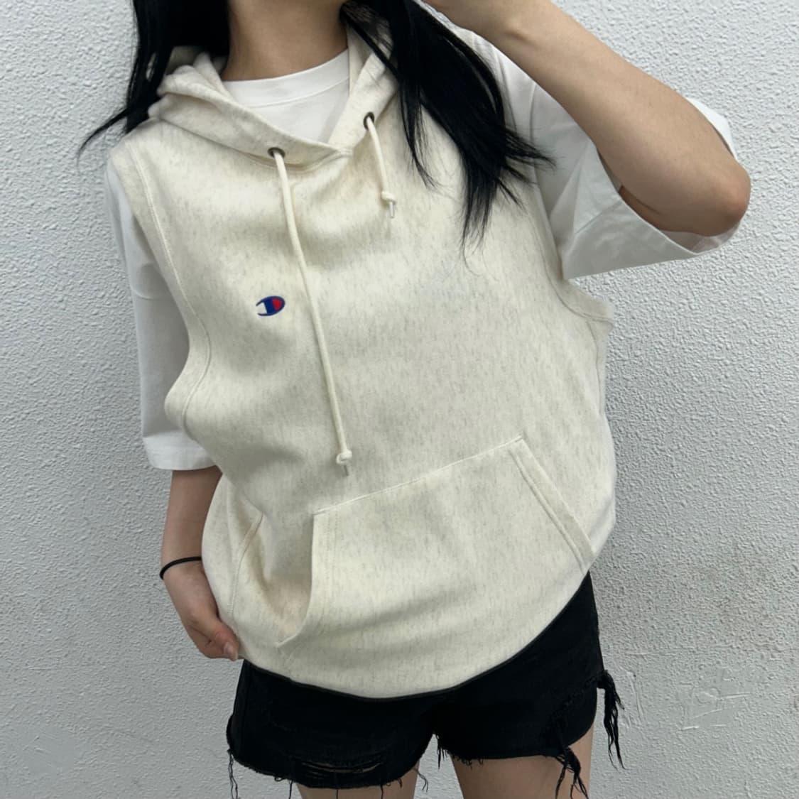 챔피온 백멜란지 슬리브리스 후드 S 상품이미지1