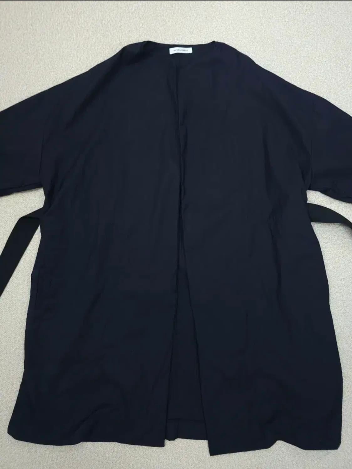 (55)한섬 더캐시미어 트렌치 코트 노카라 긴팔 네이비 상품이미지4