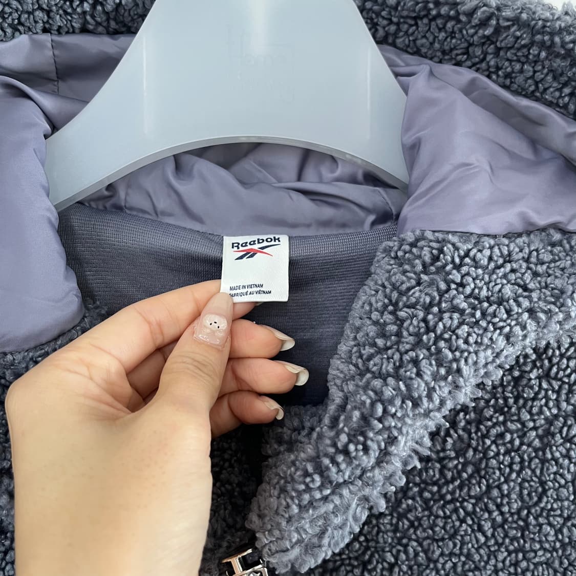 리복 그레이 뽀글이 플리스 후드 자켓 상품이미지6