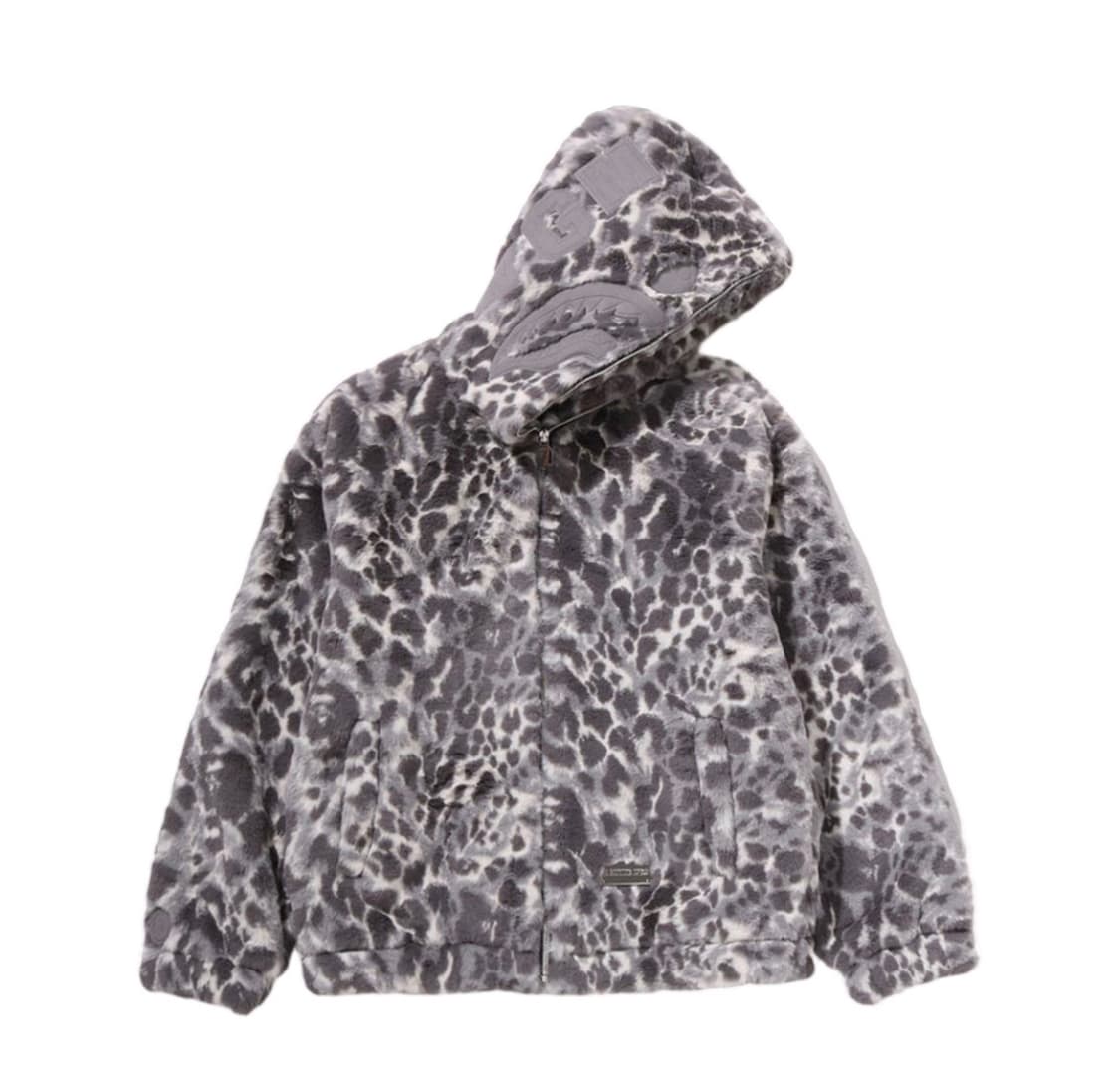 (L) 베이프 레오파드 포우 퍼 샤크 후드 자켓 그레이 상품이미지1