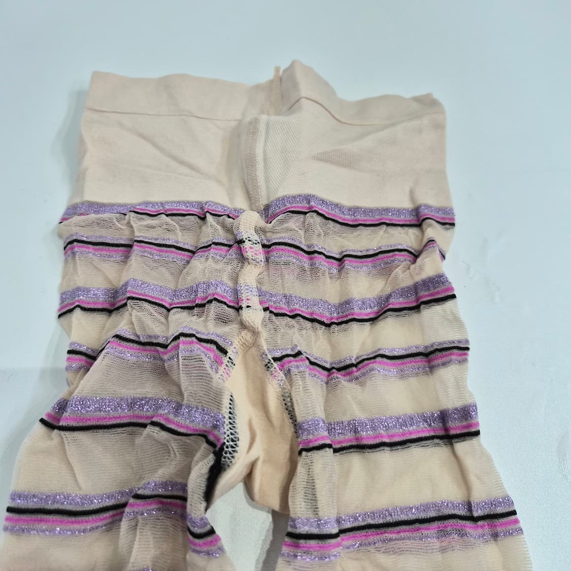 베이지퍼플 반짝이 스트라이프 시스루 팬티스타킹 상품이미지4