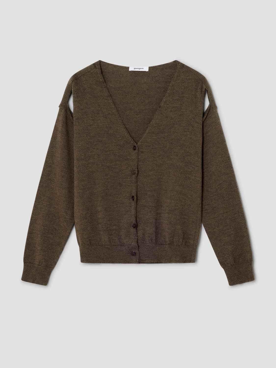 (S,M) 기마구아스 COUCOU 컷아웃 슬리브가디건 브라운 상품이미지1